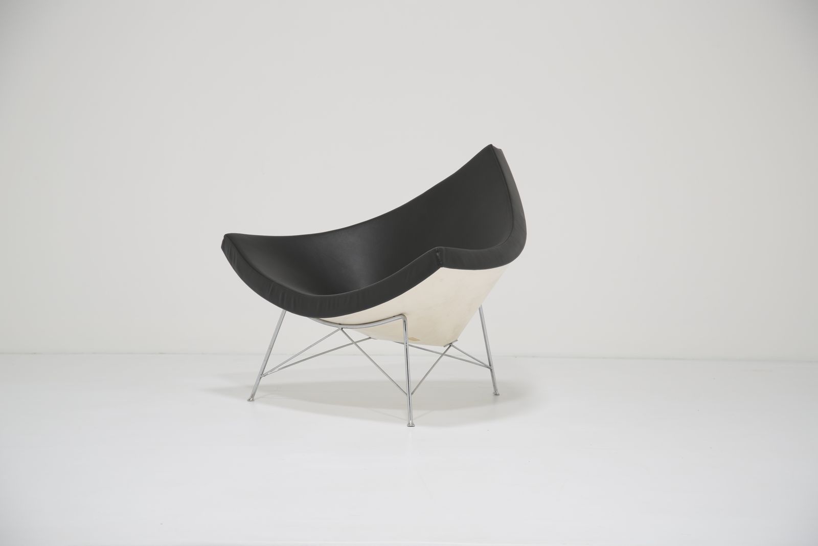 Iconic Black Leather And Fiberglass Lounge Chair 'Coconut' By George Nelson For Vitra photo furniture
