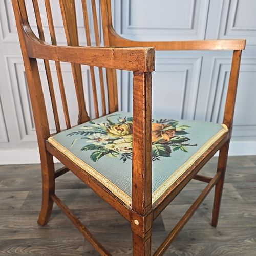 photo buy Antique Wooden Carver Armchair Fireside Lounge Chair Satin Wood Arts & Crafts