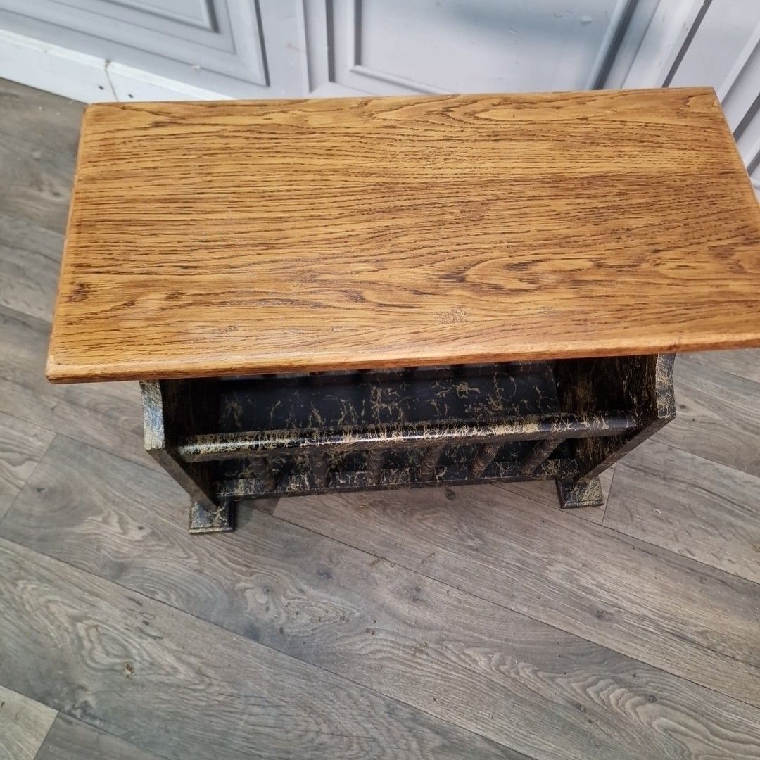 Vintage Magazine Rack Side Table – Veined Paint Marble Effect – Mid Century Wood photo for sale