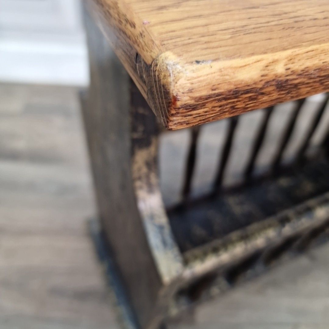 Vintage Magazine Rack Side Table – Veined Paint Marble Effect – Mid Century Wood photo vinterior