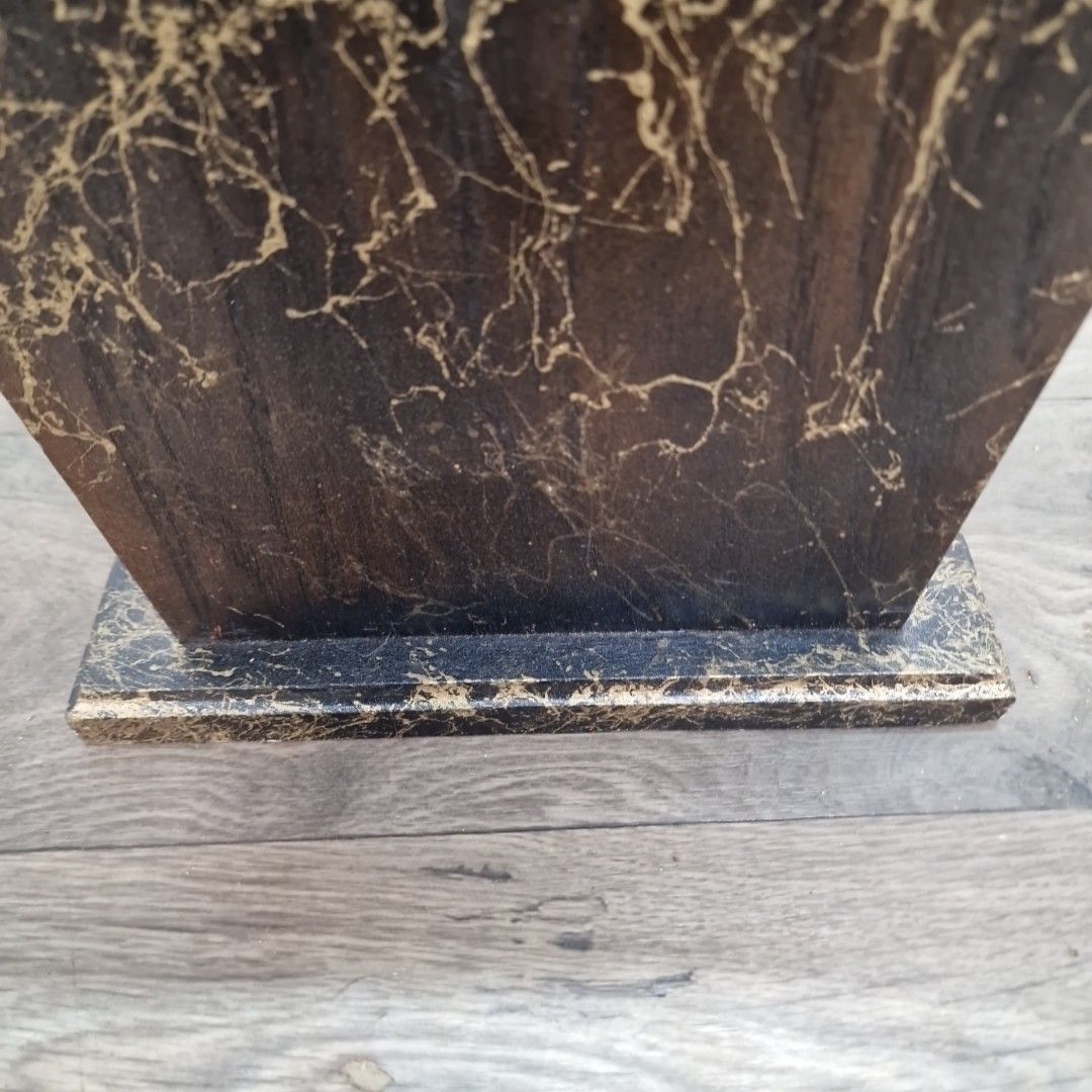 photo vinterior Vintage Magazine Rack Side Table – Veined Paint Marble Effect – Mid Century Wood