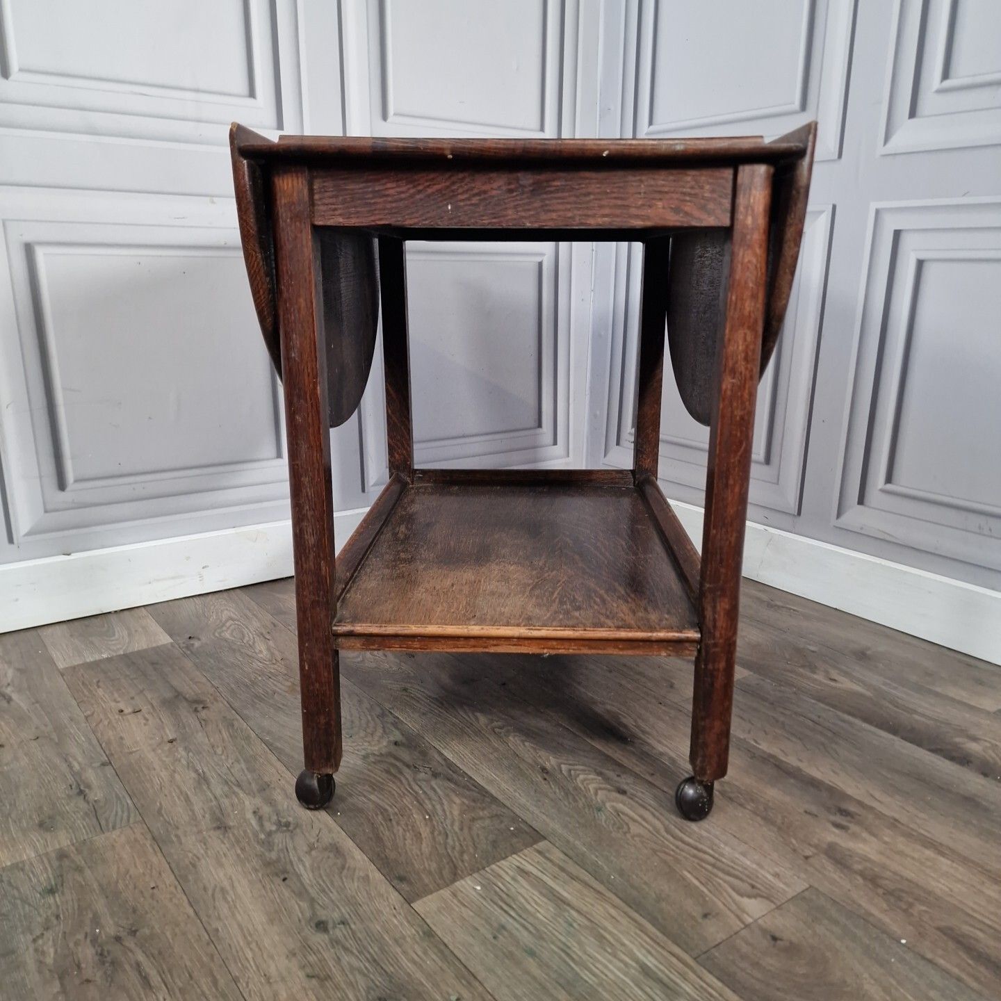 Vintage Drinks Table Trolley Drop Leaf Cocktail Tea Mid Century Oak Solid Wooden photo buy