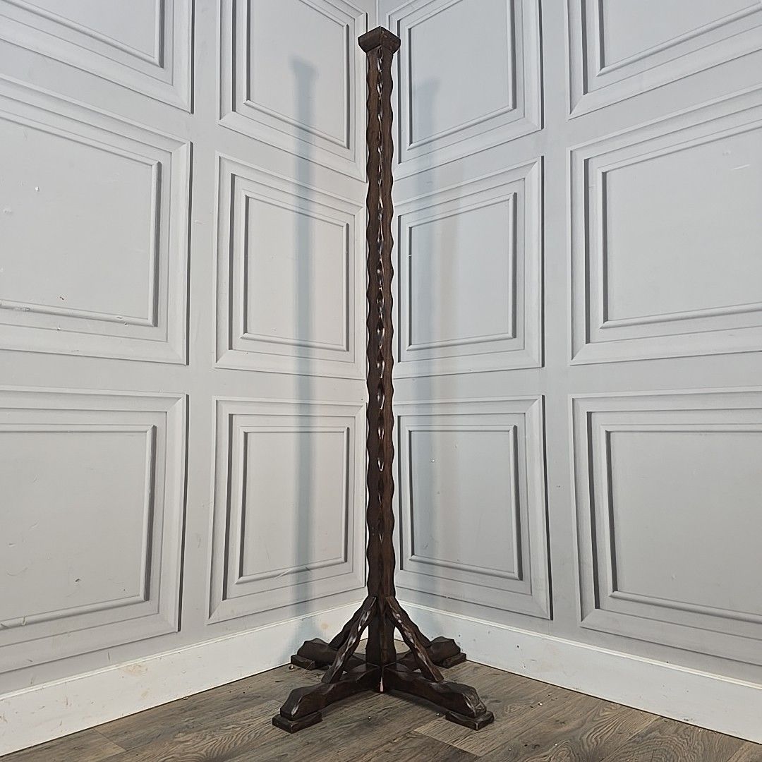 Antique Wood Standard Lamp Gothic Revival Arts & Crafts Floor Light For Rewiring photo for sale