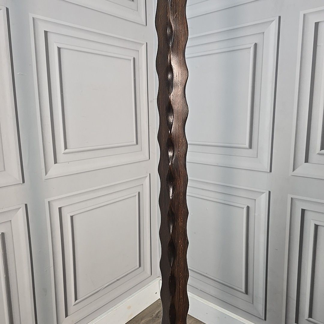 photo vintage Antique Wood Standard Lamp Gothic Revival Arts & Crafts Floor Light For Rewiring