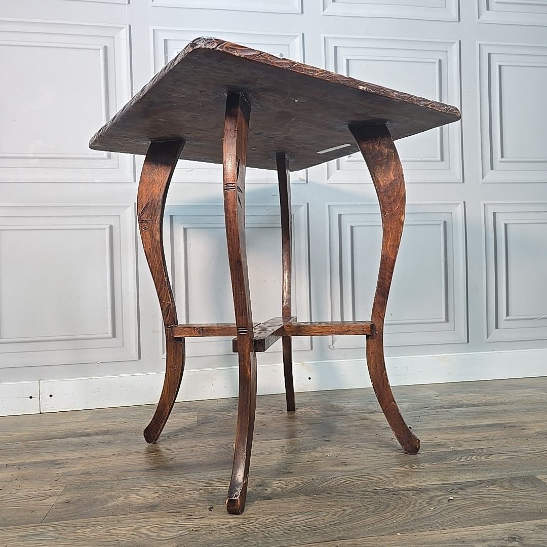 Antique Lamp Table Liberty Style Carved Arts & Crafts Plant Stand Side Wooden photo furniture