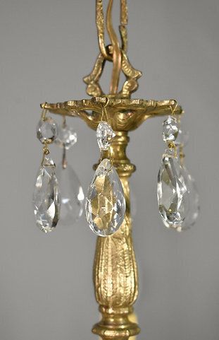 French Antique Gilt Brass And Cut Glass Chandelier photo Lighting