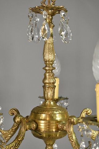 French Antique Gilt Brass And Cut Glass Chandelier photo vinterior