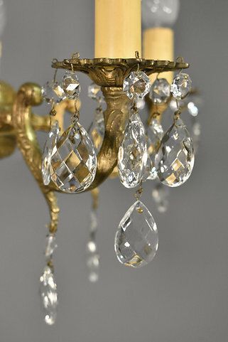 photo furniture French Antique Gilt Brass And Cut Glass Chandelier