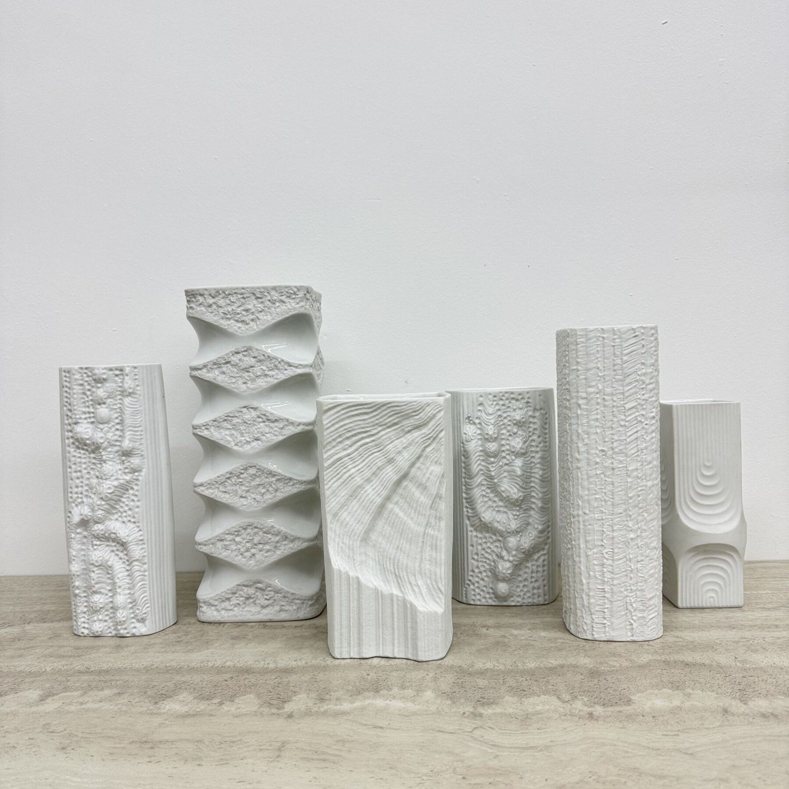 Set Of 6 Rosenthal Bisque Reliëf Vases Op Art 1970s photo furniture