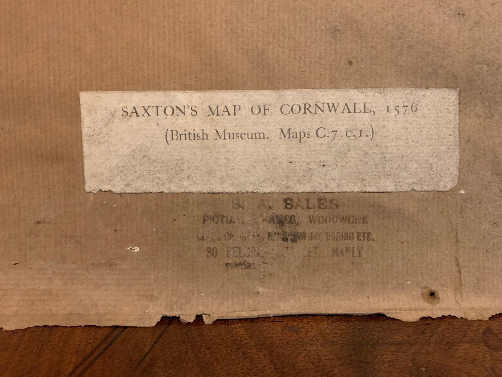 photo for sale Antique Saxton Map Of Cornwall 1576 British Museum Gilded Hand Coloured Large