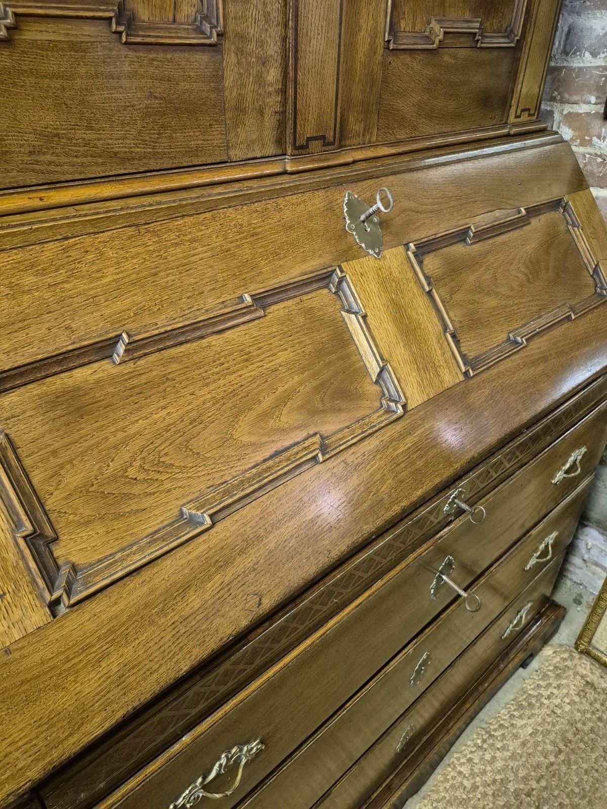 Furniture A Magnificent Danish 18th Century Baroque Bureau Cupboard Chest "Chatol" photo