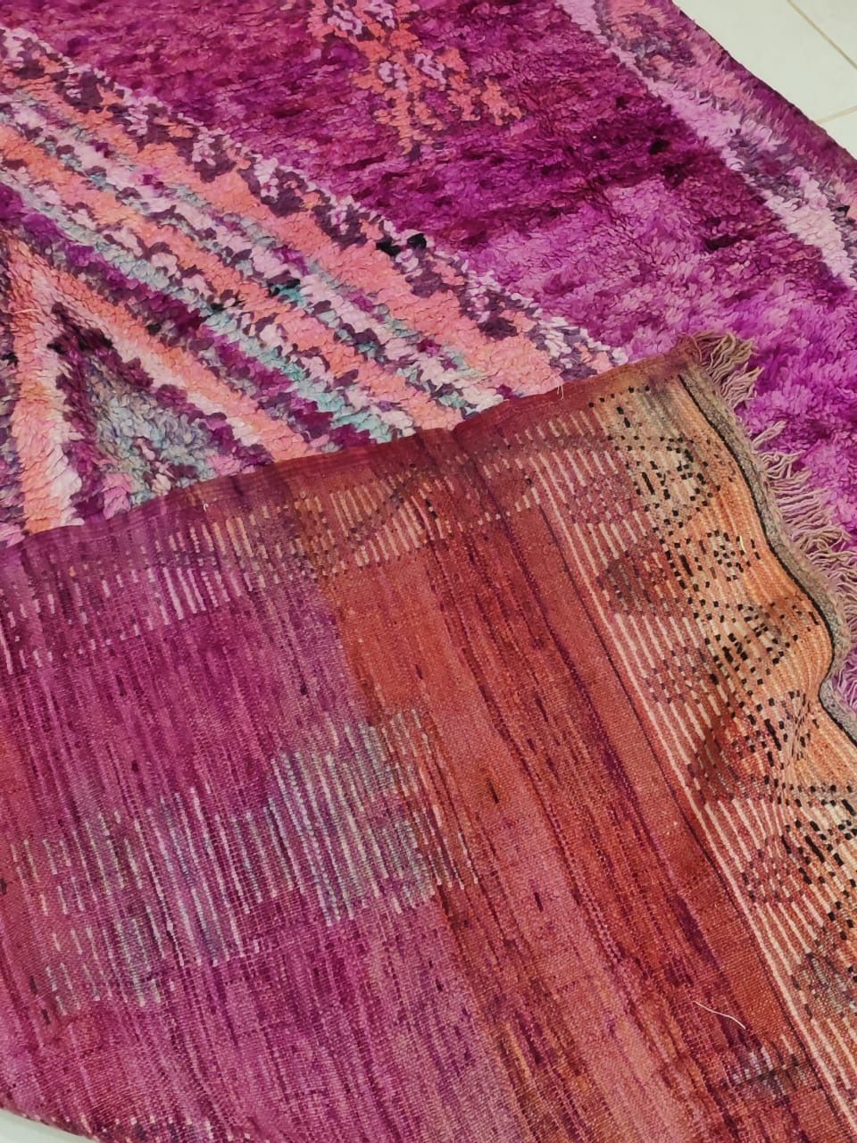 Vintage Boujaad Rug 290x190cm – Pink Purple Moroccan Carpet photo vinterior