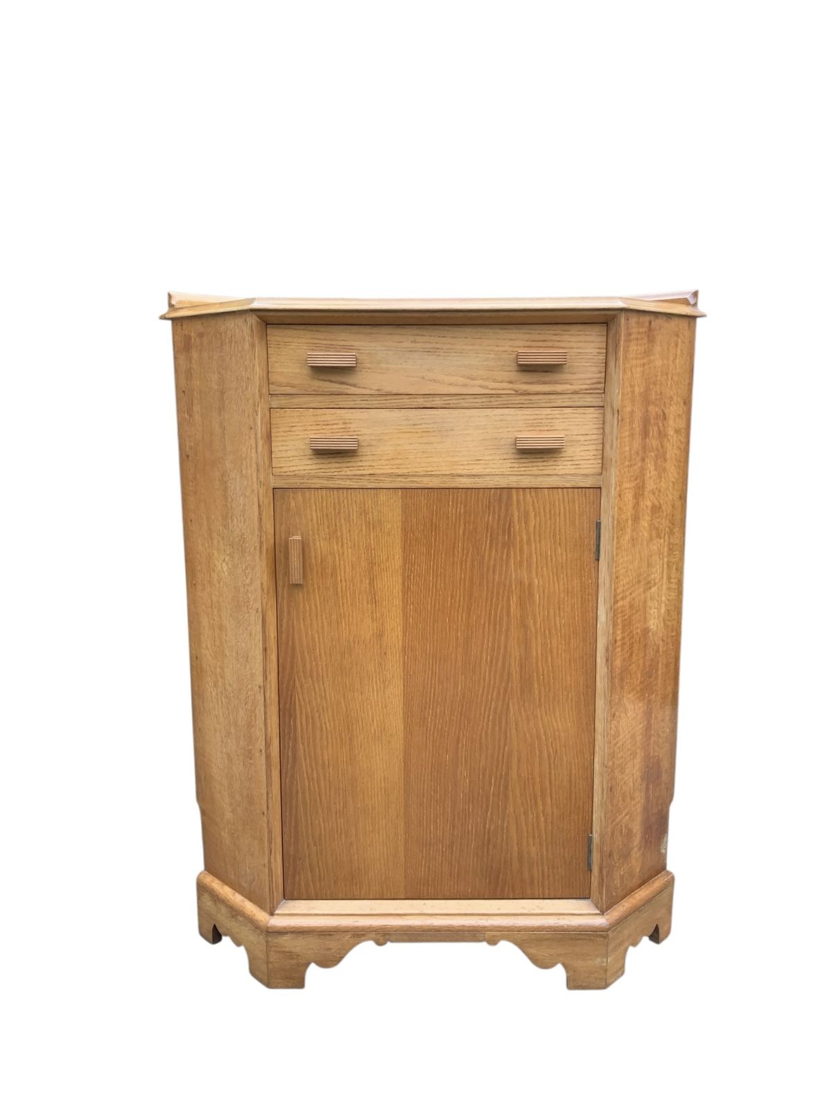 Mid Century Light Oak Corner Cupboard photo Furniture