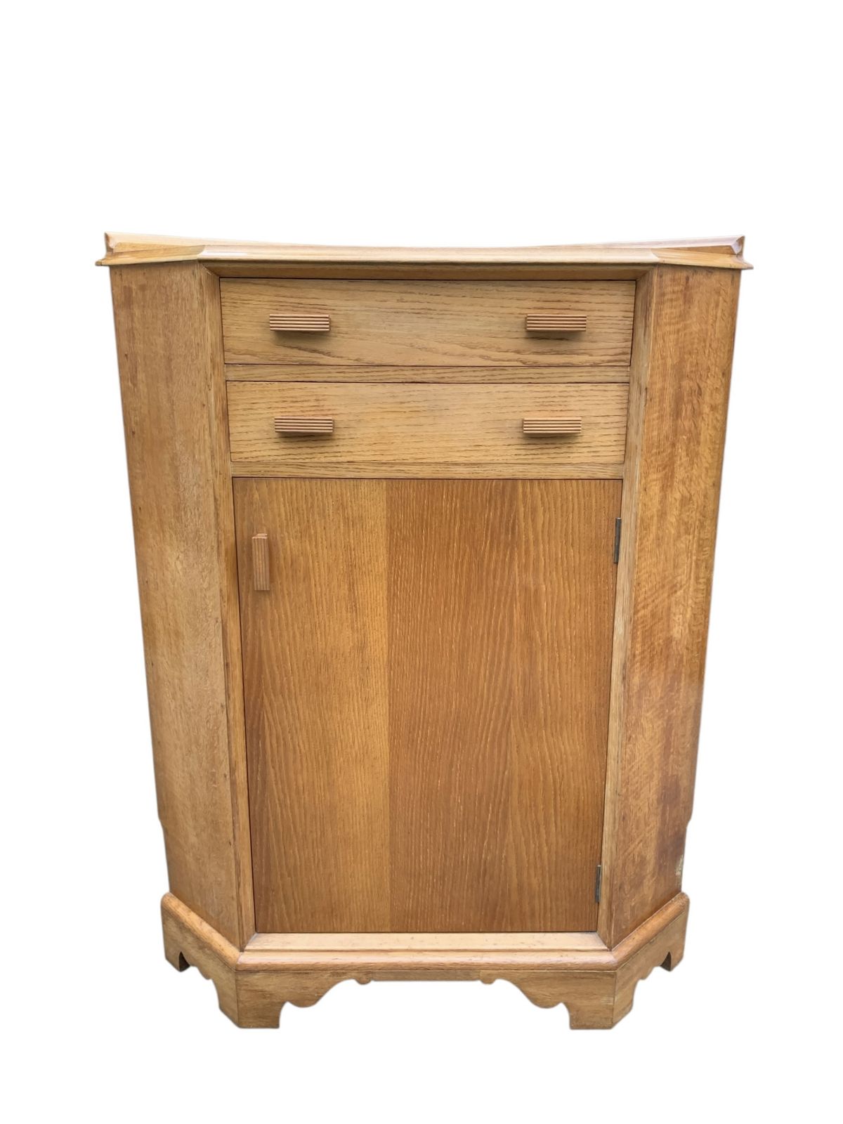 Mid Century Light Oak Corner Cupboard photo 325.0