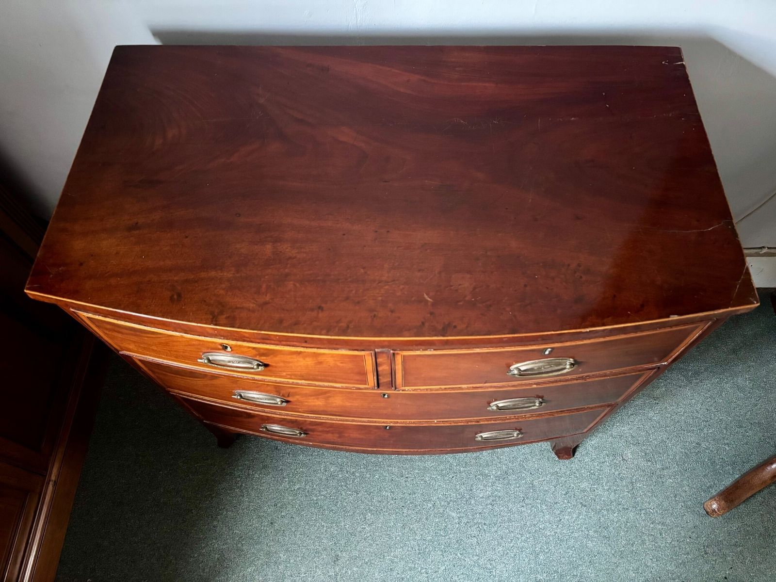 Regency Mahogany And Satinwood Inlaid Small Bow Front Chest Of Drawers photo 545.0
