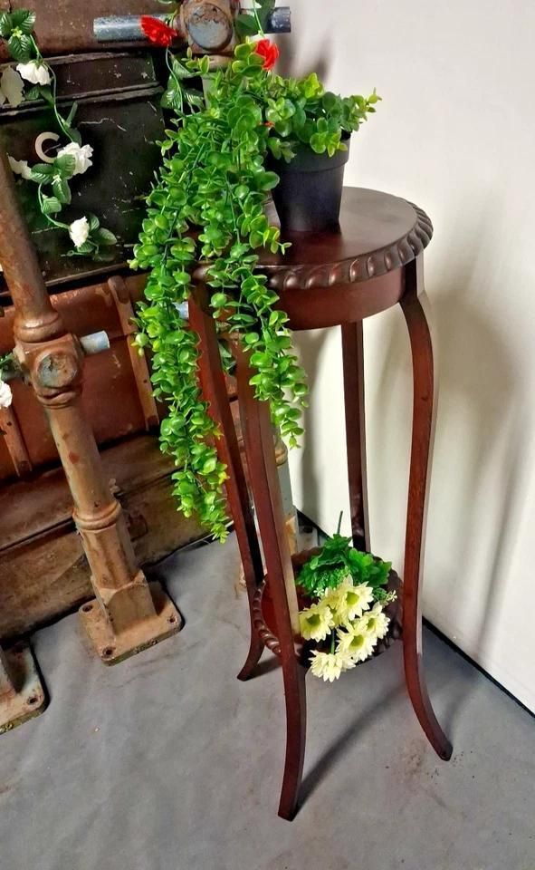 Antique Edwardian Mahogany Plant Stand With Slender Legs And Decorative Edge photo buy