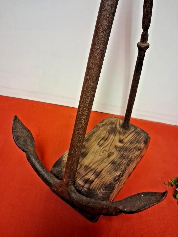 Antique Ship Anchor Mounted On A Driftwood Oak Piece Lovely Display Feature photo for sale