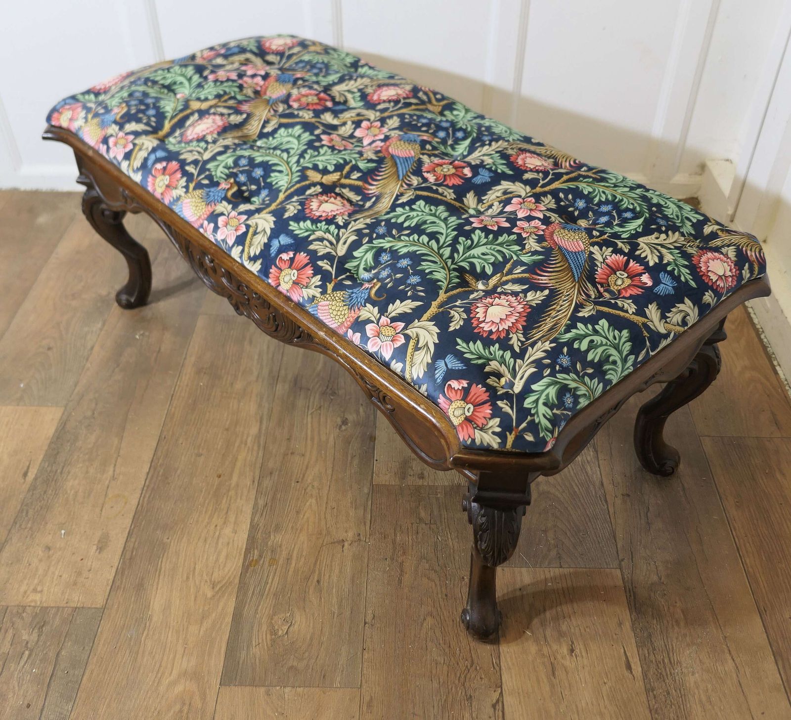 Window Stool Upholstered In Navy Liberty William Morris Velvetwindow Stool Upholstered In Navy Liberty William Morris Velvet photo furniture