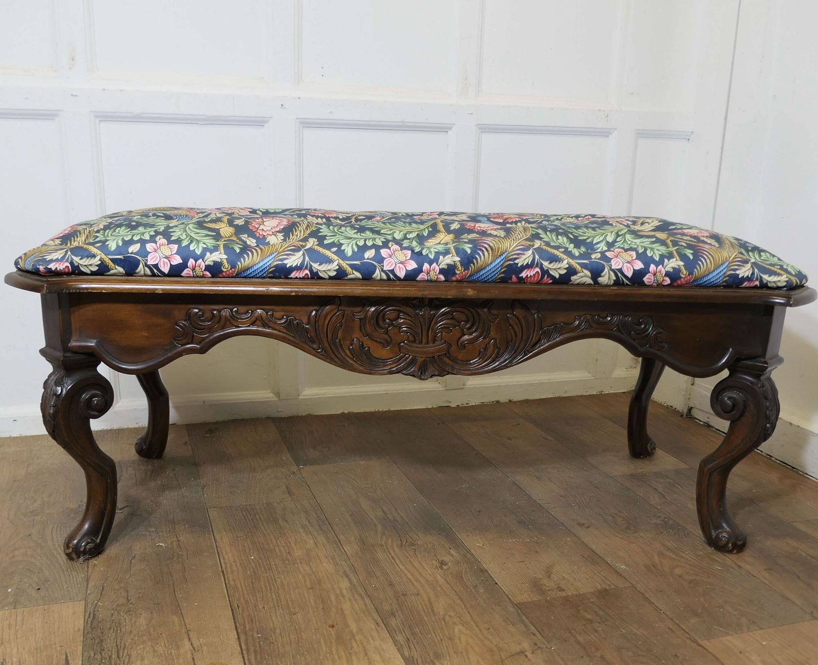 Window Stool Upholstered In Navy Liberty William Morris Velvetwindow Stool Upholstered In Navy Liberty William Morris Velvet photo Furniture