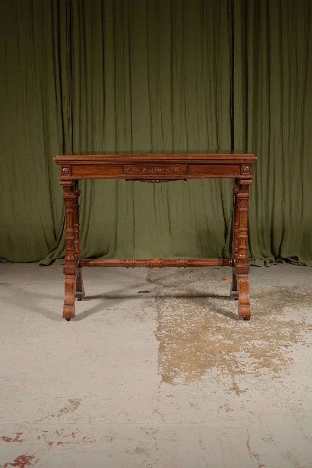 An Aesthetic Movement Architectural Figured Mahogany Console / Card Table By William Walker & Sons, London   C.1870 photo Furniture