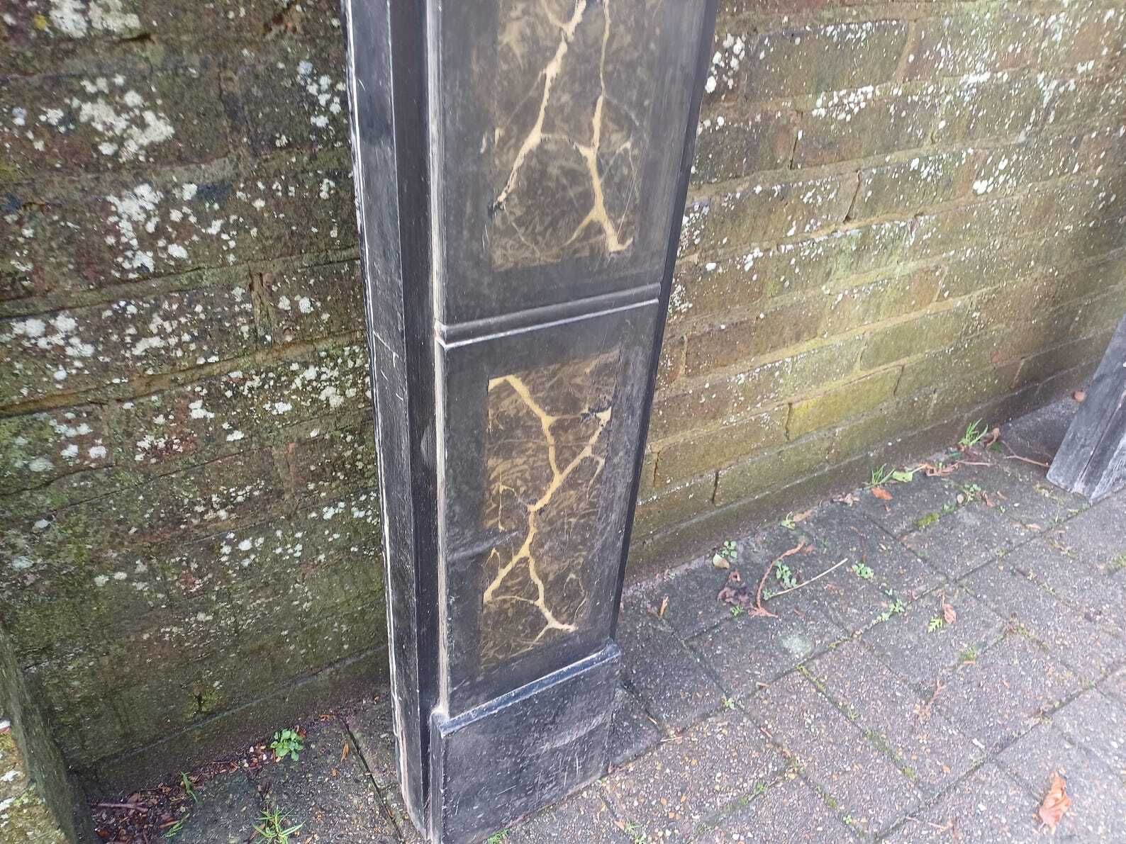 Victorian Slate Fire Surround Mantelpiece Antique Fireplace Surround Painted Faux Marble Columns Architectural Salvage Free Hand Delivery photo Home Fixtures
