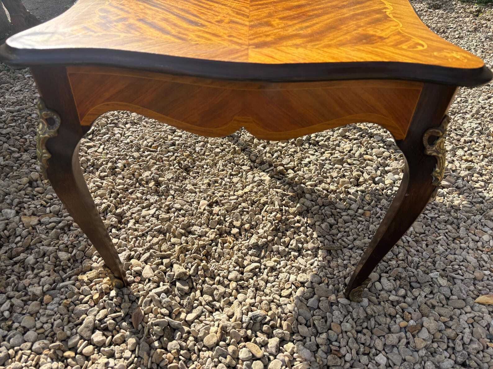 Vintage French Coffee Table Louis Xv1 Style Marquetry Inlay photo for sale