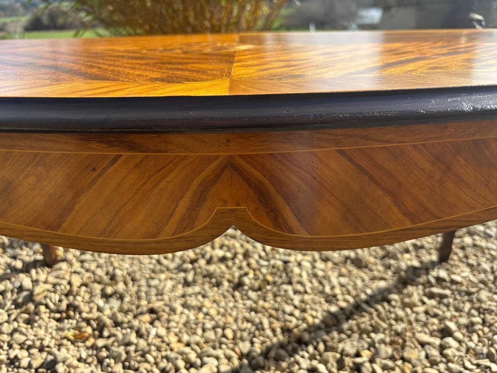 Vintage French Coffee Table Louis Xv1 Style Marquetry Inlay photo vinterior