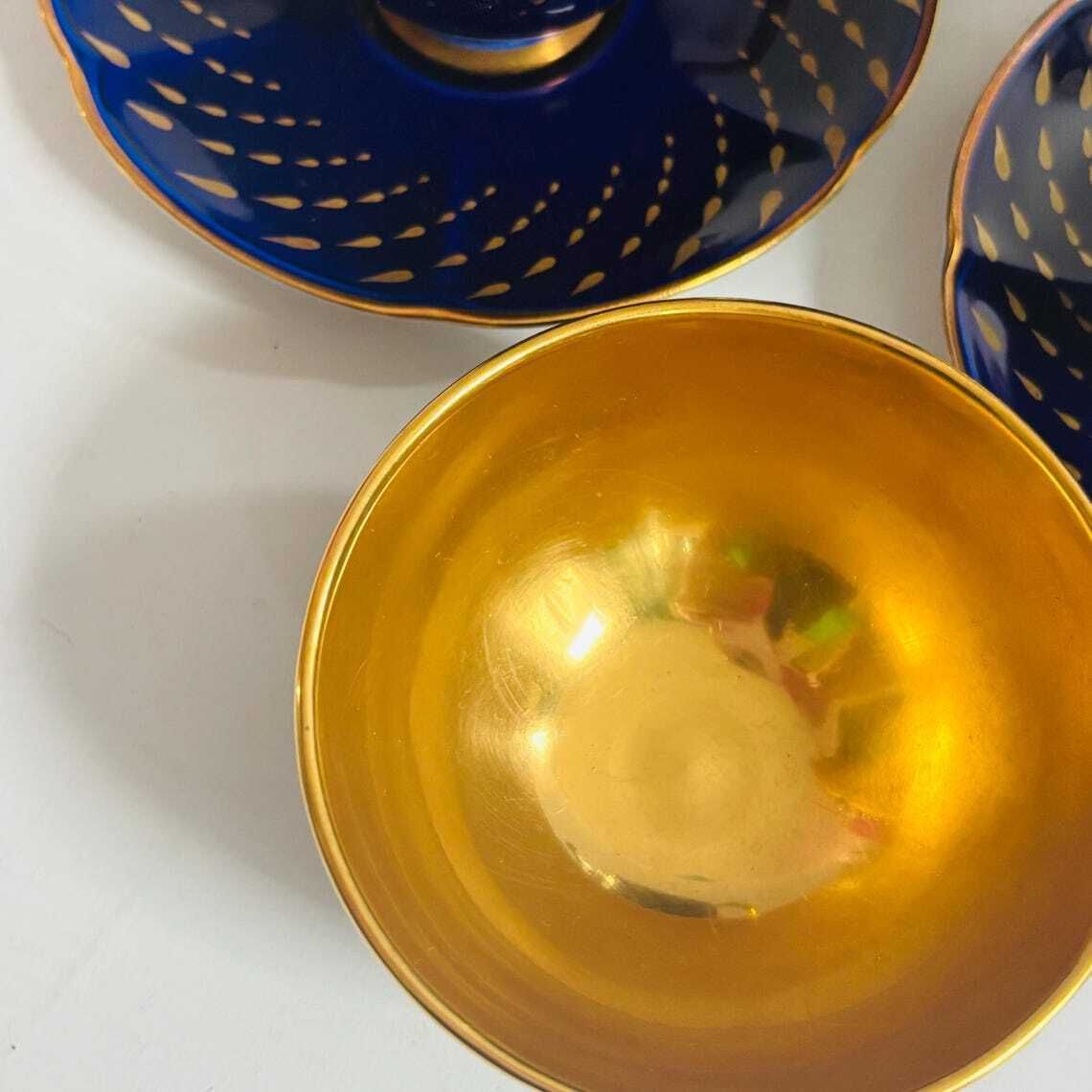 165.0 Rare Art Deco Crown Devon Fieldings Cobalt & 24k Gold Teardrop Coffee Service photo