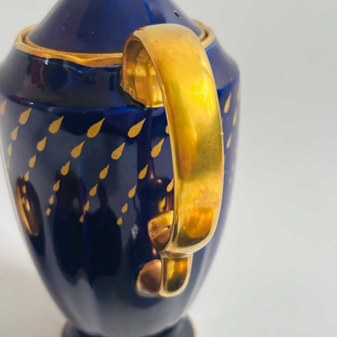 photo vinterior Rare Art Deco Crown Devon Fieldings Cobalt & 24k Gold Teardrop Coffee Service