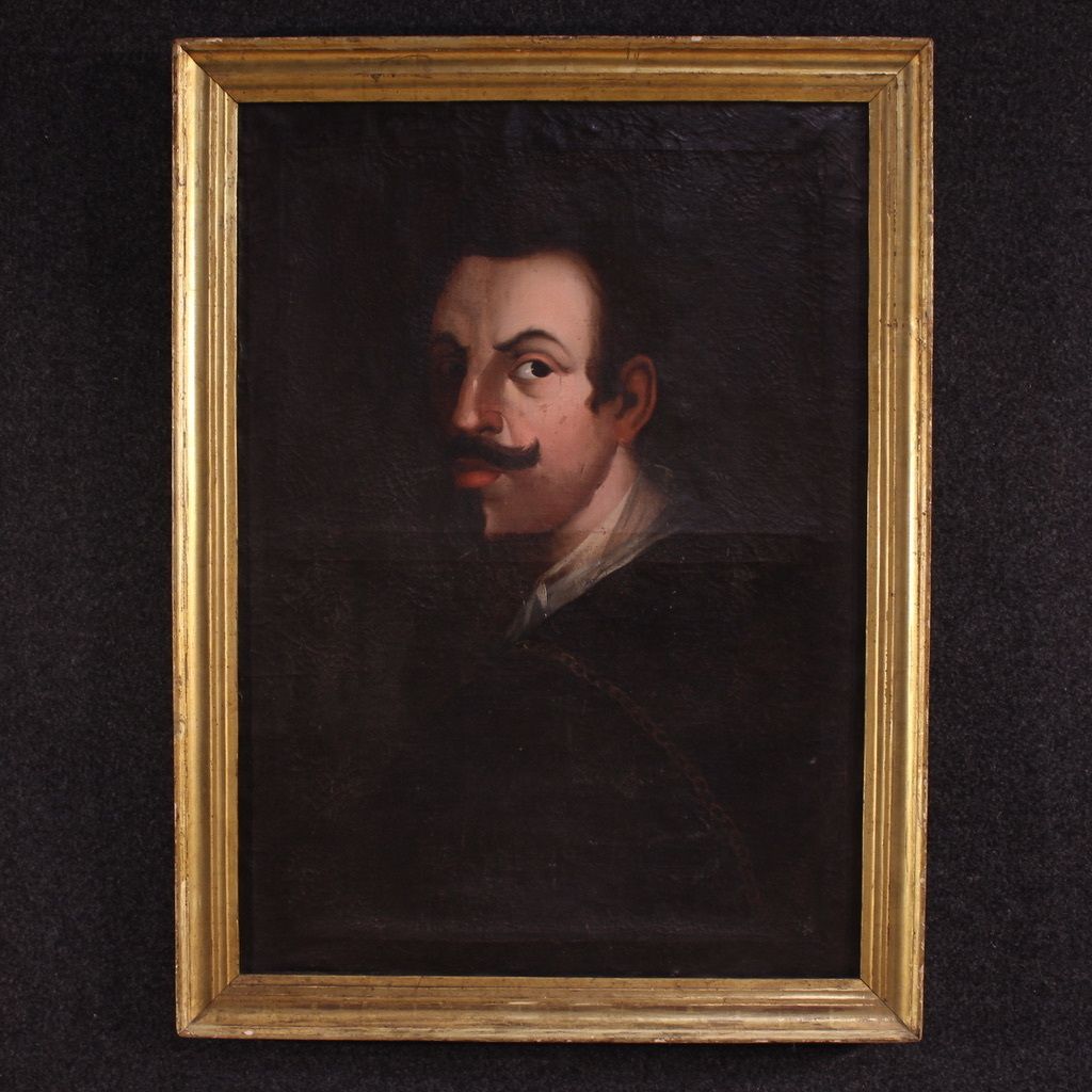 Antique Spanish Painting Portrait Of A Gentleman From The 18th Century