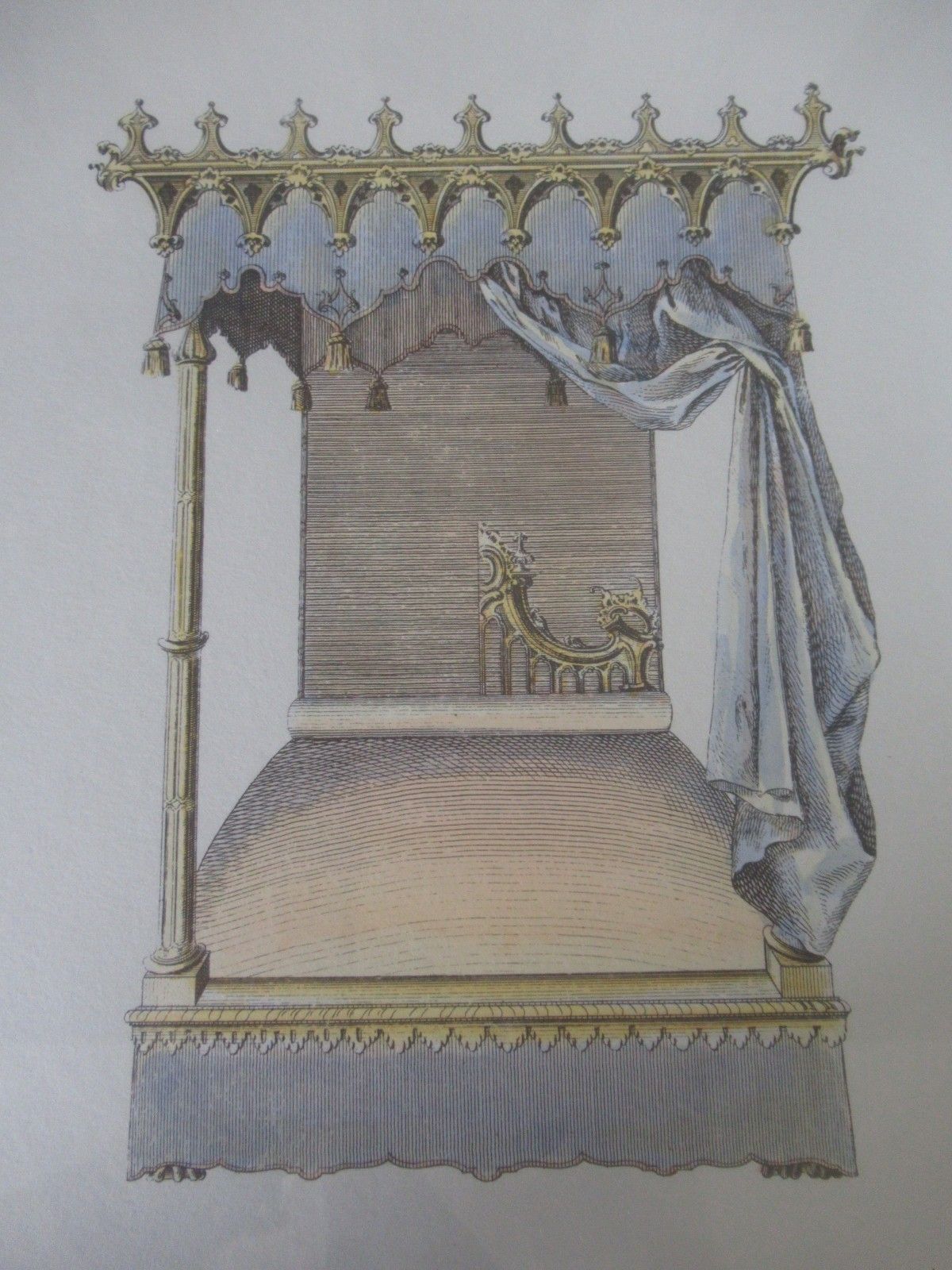 photo vinterior Set Of 4 Framed Thomas Chippendale Bed Engraving Prints 1753 Furniture Design