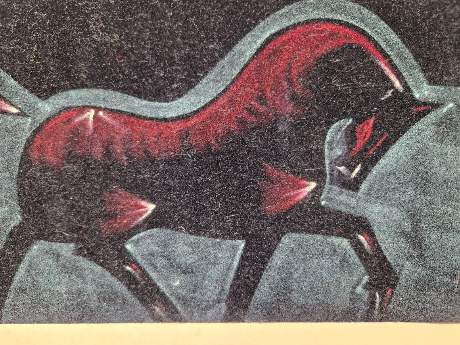Mid Century Signed Velvet Painting Of A Horse Unframed But Mounted photo for sale