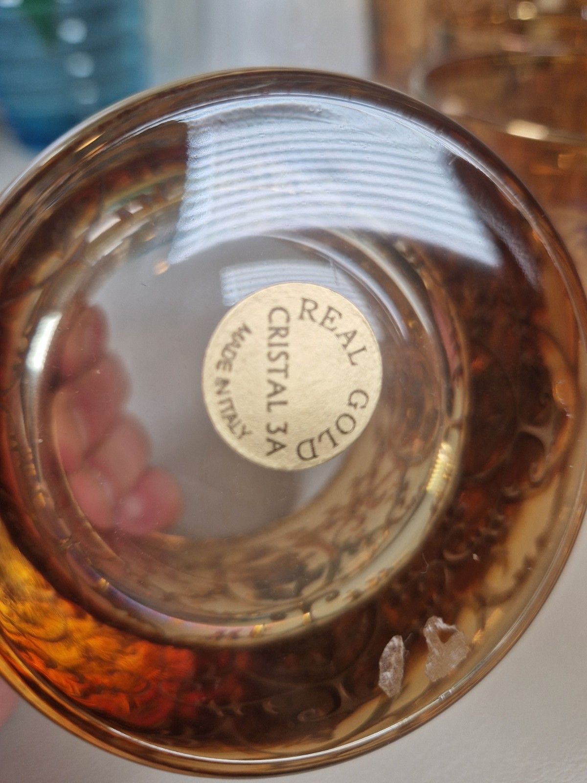 Vintage Cristal Real Gold Set 6 Tumblers Glasses Italian J Preziosi Lavorato photo vinterior