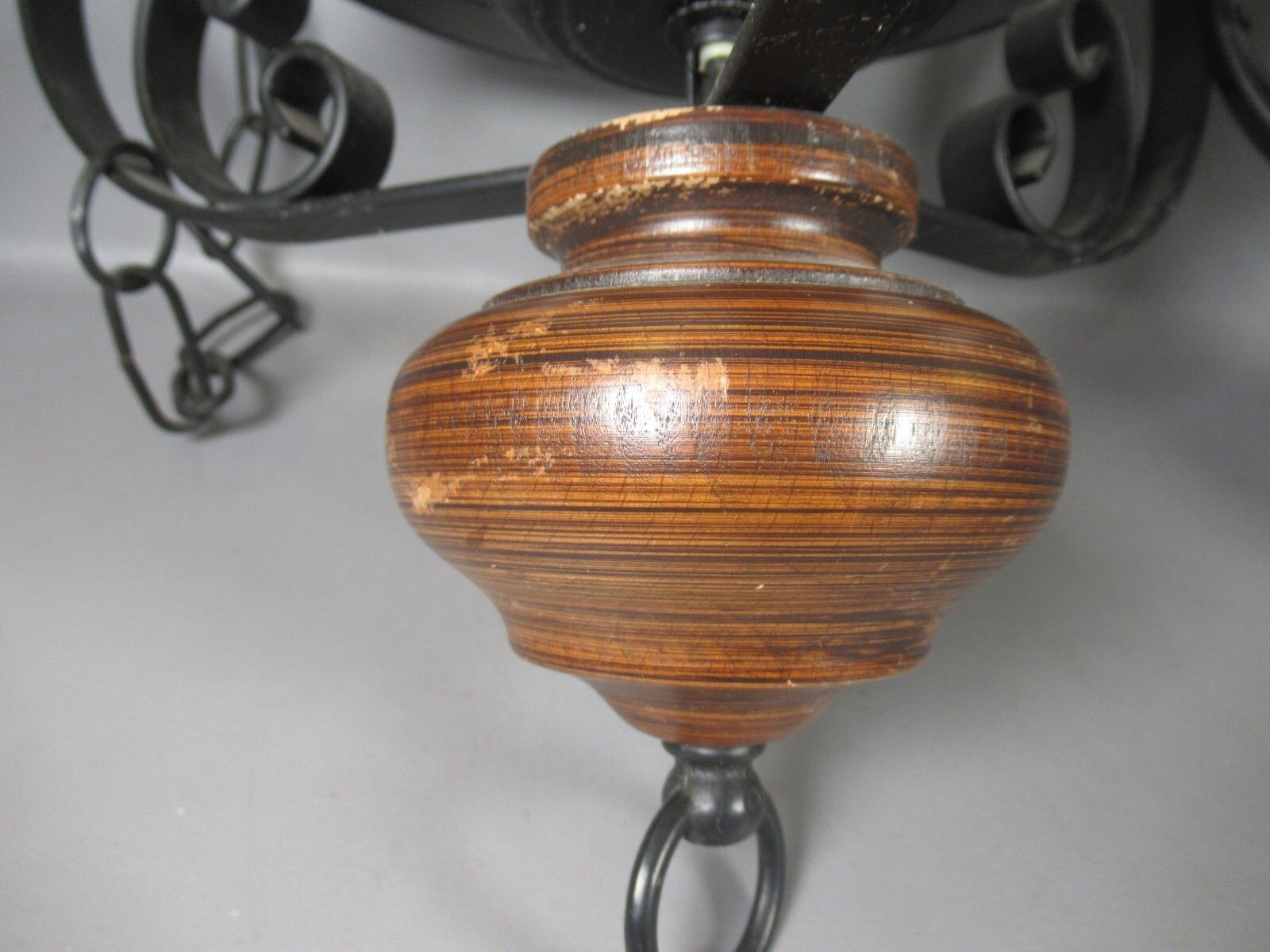 photo buy Vintage Electric Ceiling Oil Lanterns Black Metal Wooden Finial White Shade