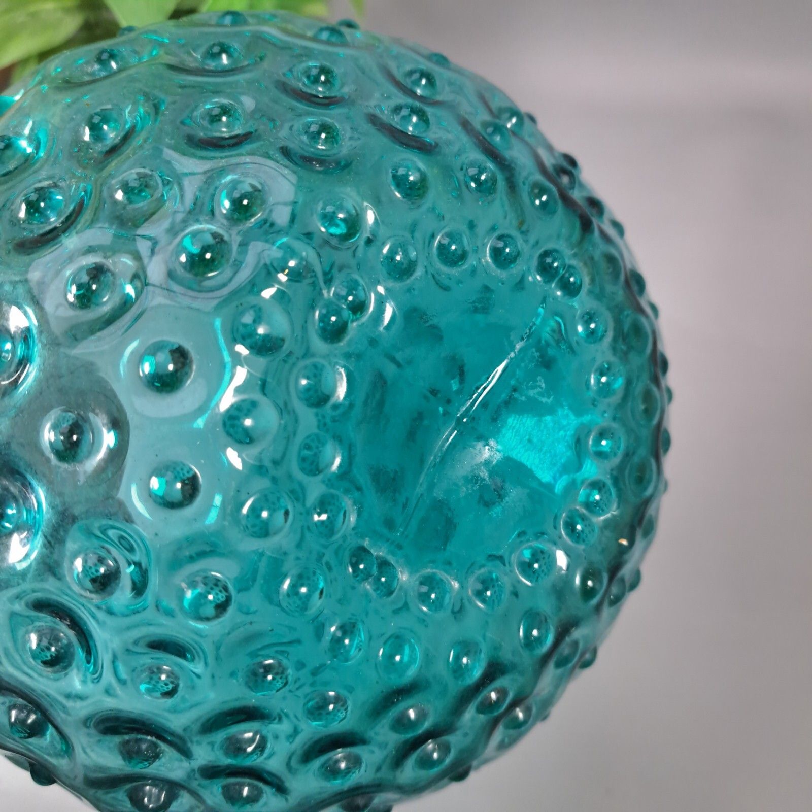 Mid Century Blue Sklo Nipple Round Globe Vase 7.5 Inch Hobnail Glass photo 70.0