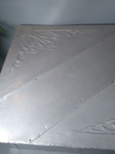 Edwardian Antique Hammered Silver Metal Shoe Box Storage Wooden Metal Covered photo 55.0