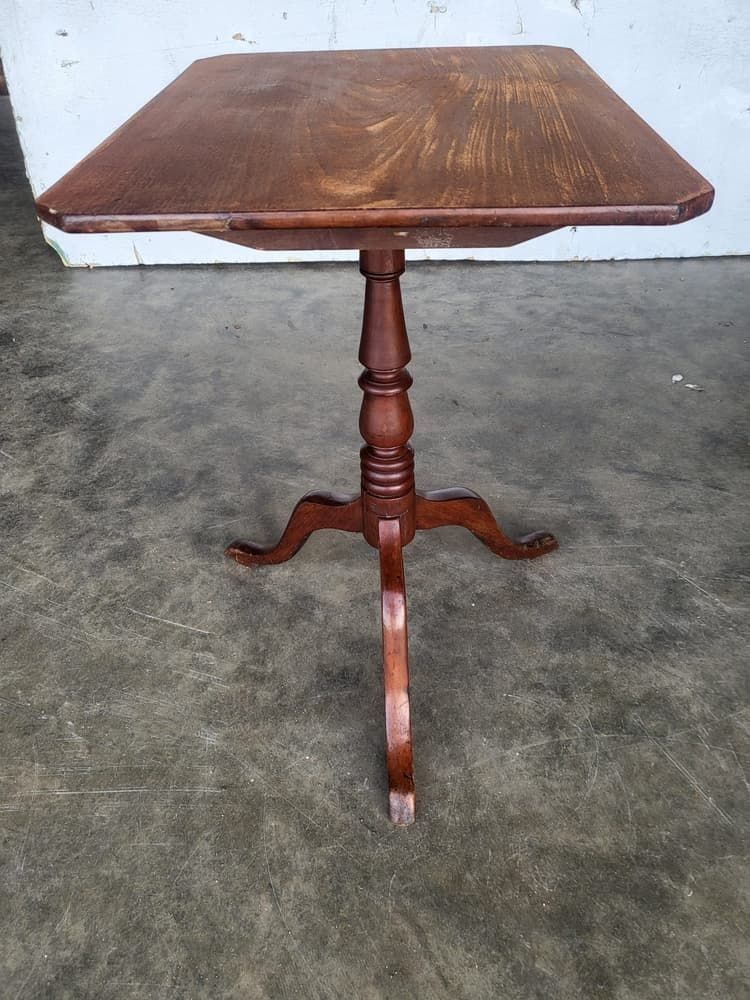 photo for sale Antique Small Square Tilt Top Side End Lamp Occasional Table