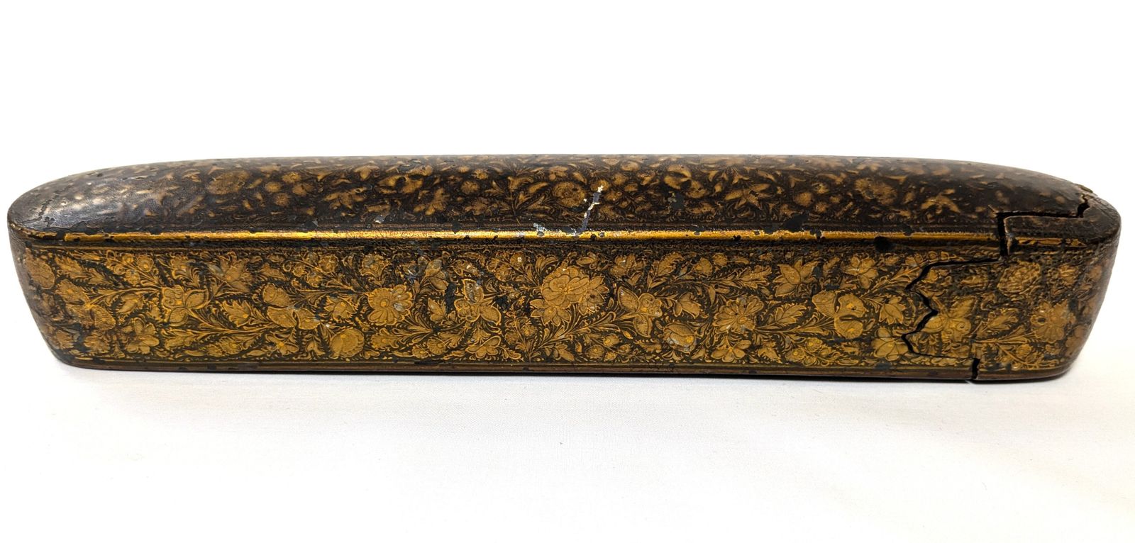 Antique Islamic Kashmiri Hand Painted Lacquered Pen Case Qalamdan