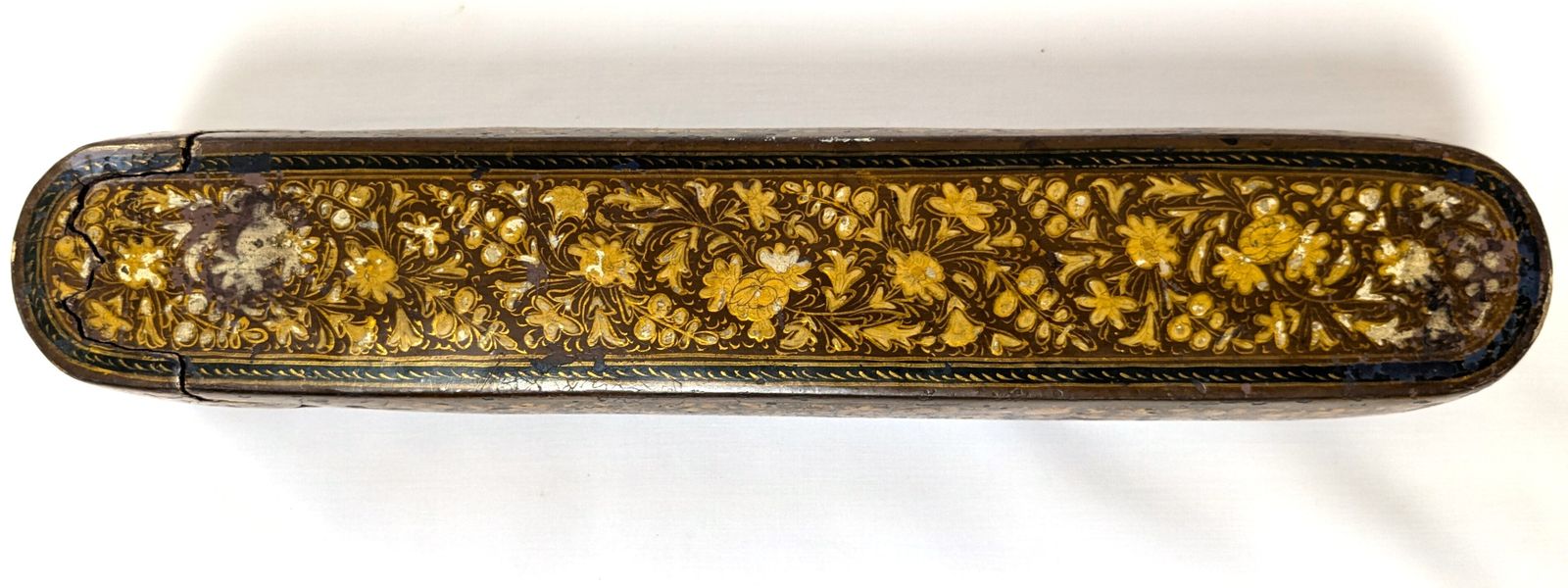 Antique Islamic Kashmiri Hand Painted Lacquered Pen Case Qalamdan photo vintage
