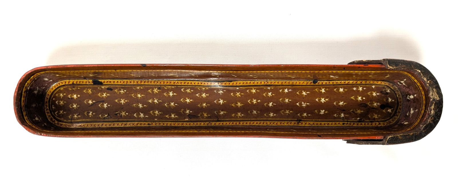 1000.0 Antique Islamic Kashmiri Hand Painted Lacquered Pen Case Qalamdan photo