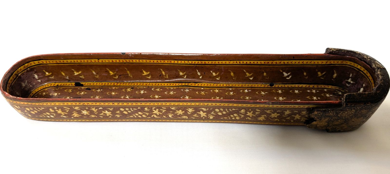 photo vinterior Antique Islamic Kashmiri Hand Painted Lacquered Pen Case Qalamdan