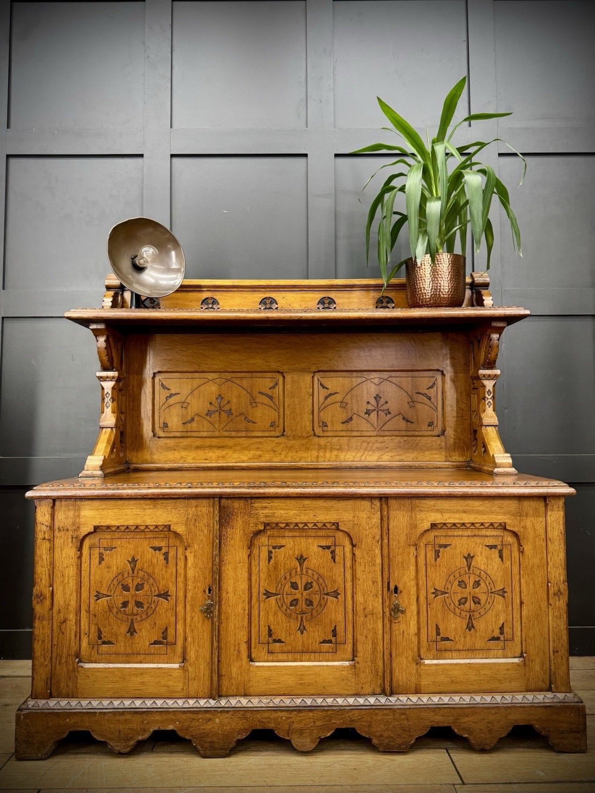 Antique Oak Buffet Sideboard Cabinet / Cupboard Gothic /Aesthetic Movement