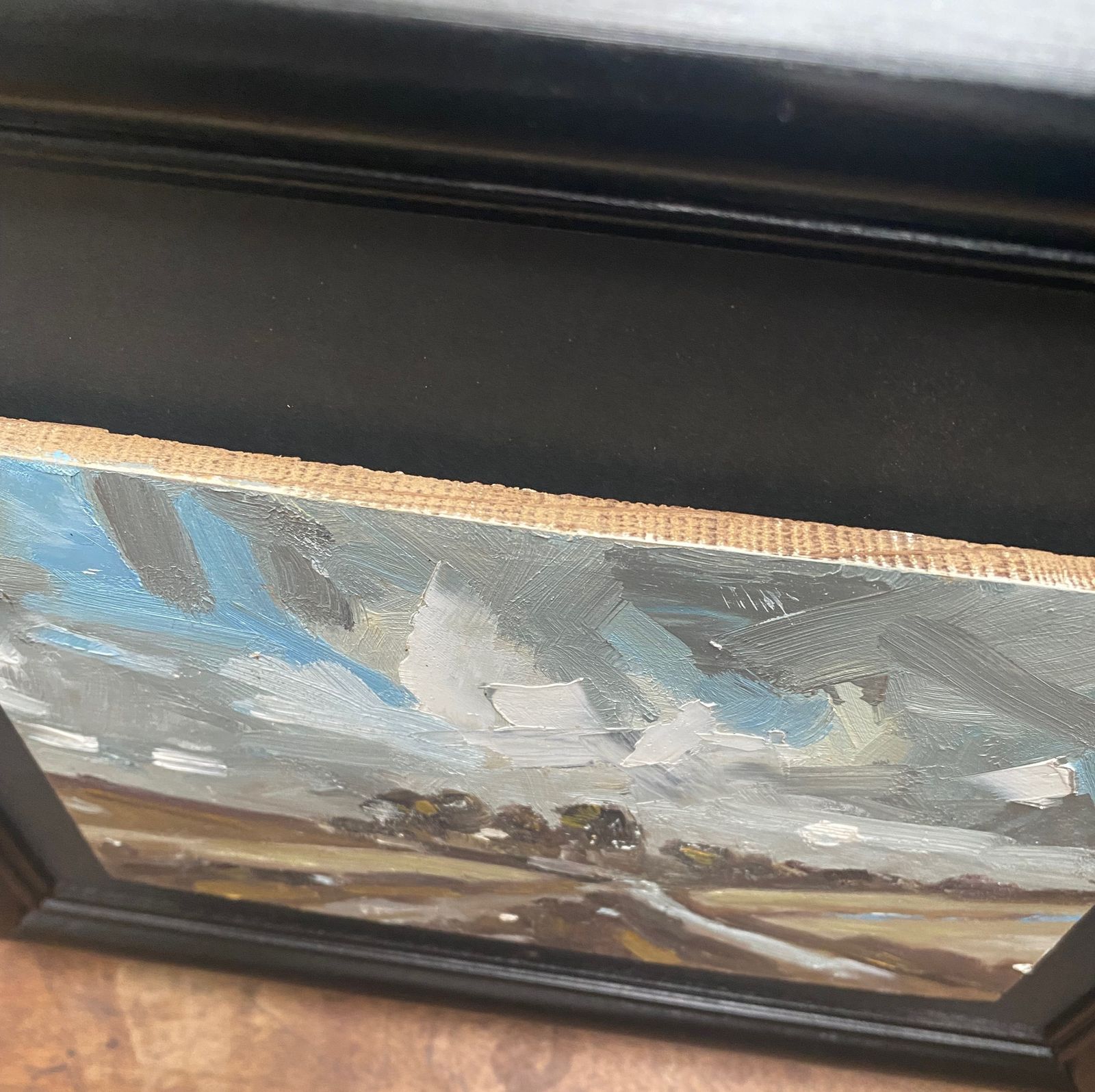 Landscape Oil Painting On Antique Oak Panel photo for sale