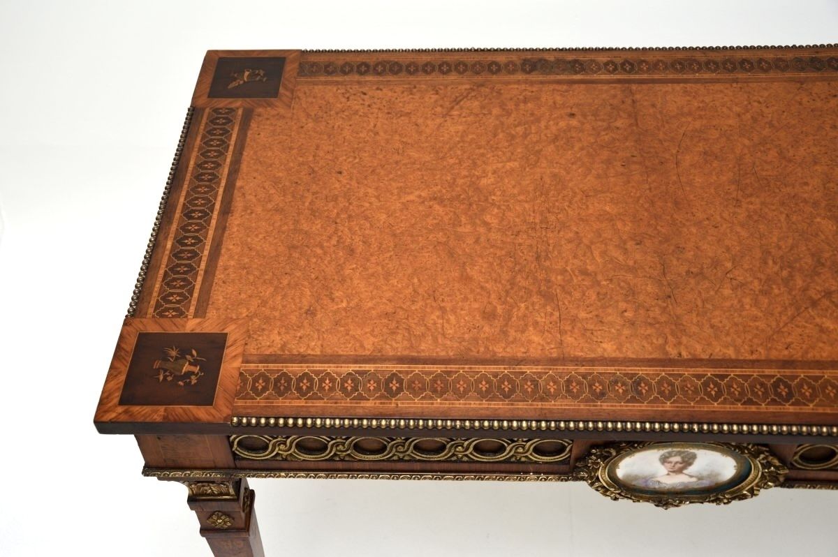 Antique French Inlaid Walnut Ormolu Mounted Desk / Writing Table photo for sale