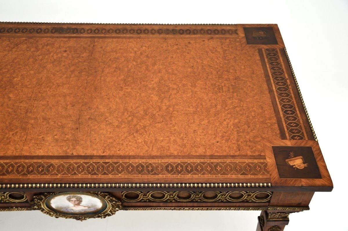 Antique French Inlaid Walnut Ormolu Mounted Desk / Writing Table photo Furniture