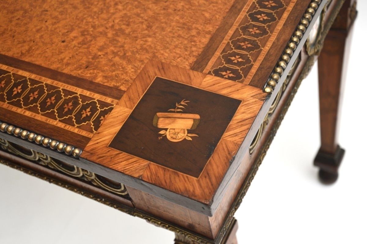 Antique French Inlaid Walnut Ormolu Mounted Desk / Writing Table photo vintage