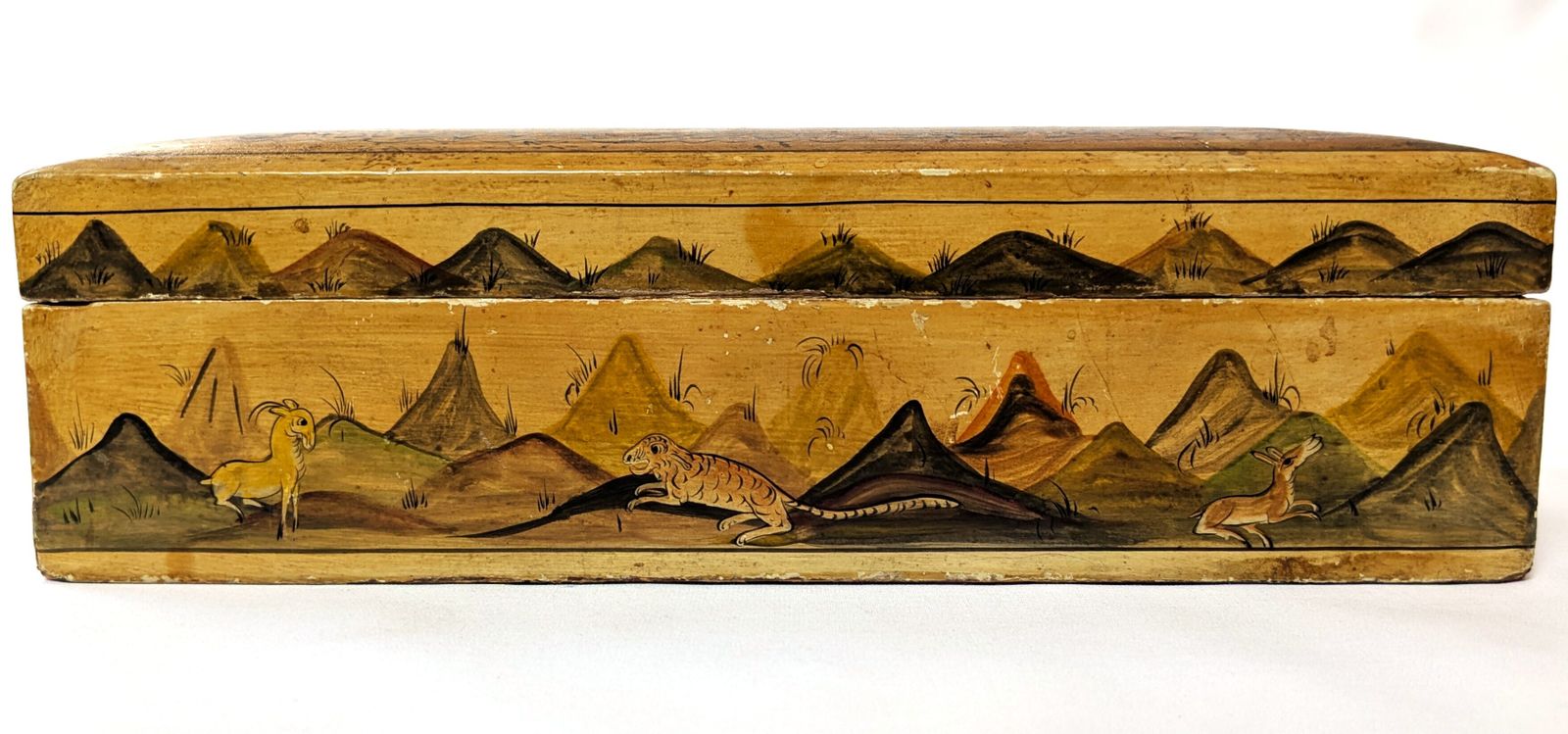 Vintage Islamic Wooden Jewellery Box With Hand Painted Calligraphy And Scenes From Kashmir photo Home Decor