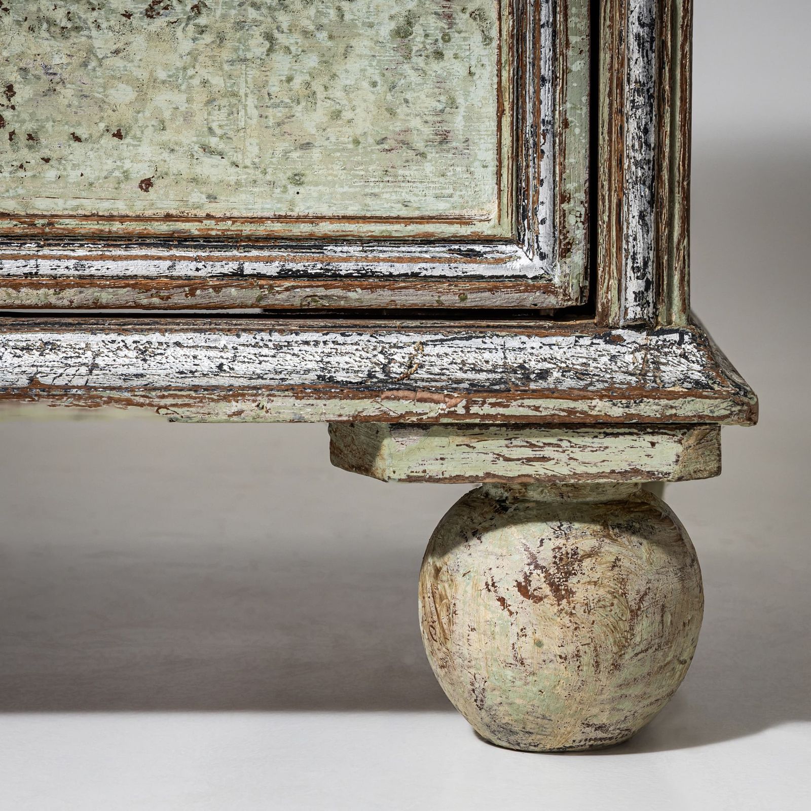 Light Green Patinated Chest Of Drawers With Silvered Accents, Late 18th Century photo Furniture