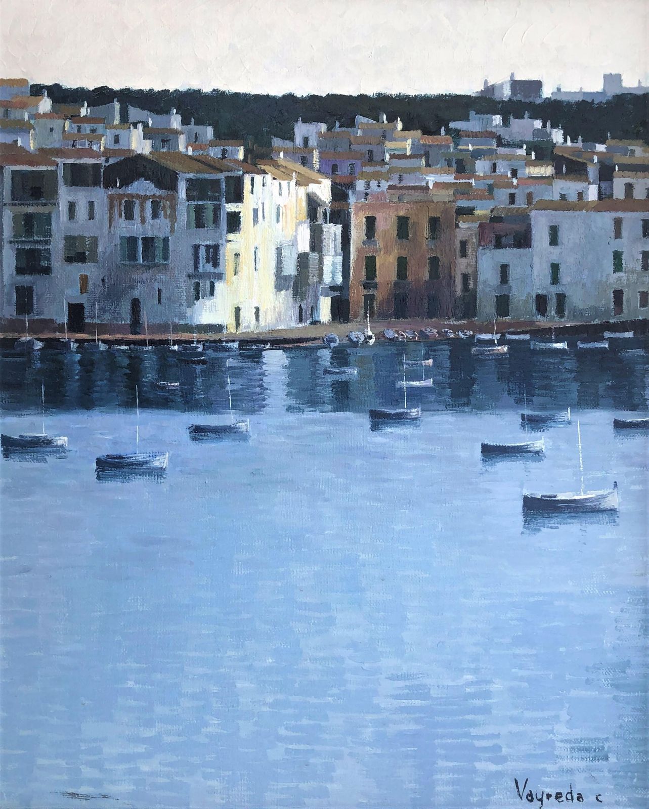 Josep Maria Vayreda Canadell Cadaqués View Spain Seascape Oil Painting On Canvas C.1990