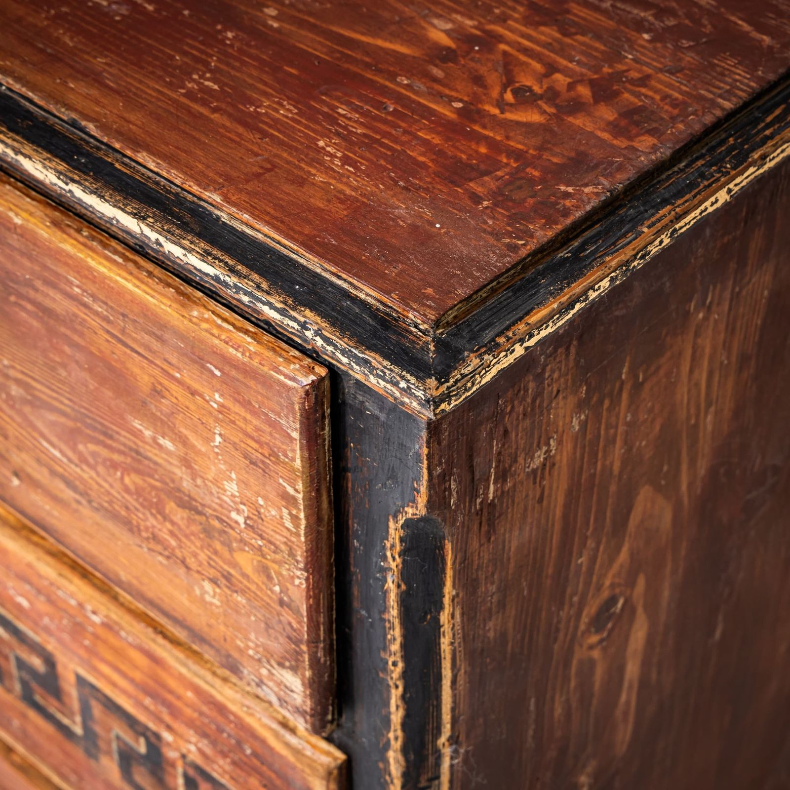Hand Painted Biedermeier Chest Of Drawers In Red, First Half Of The 19th Century photo vinterior